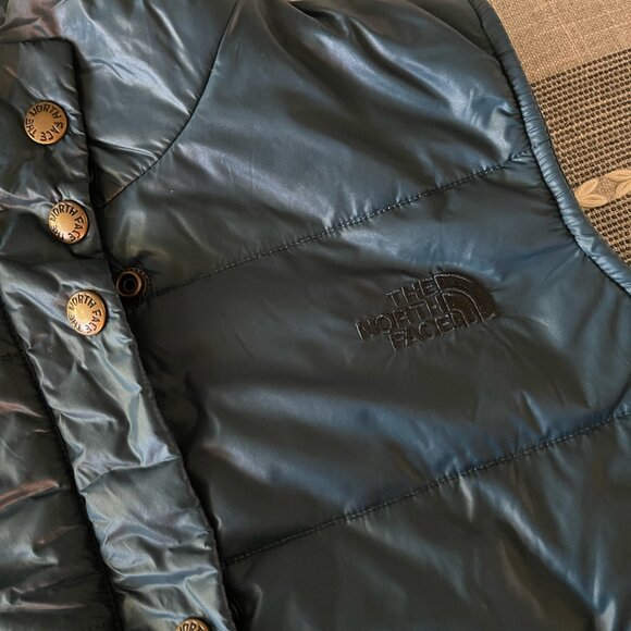 North Face Teal Puffy Vest - Picture 2 of 7